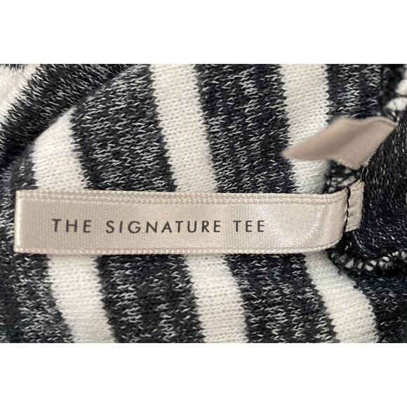 Banana Republic The Signature Tee Small Stripped Knit Top Mock Neck Stretch - Picture 8 of 9